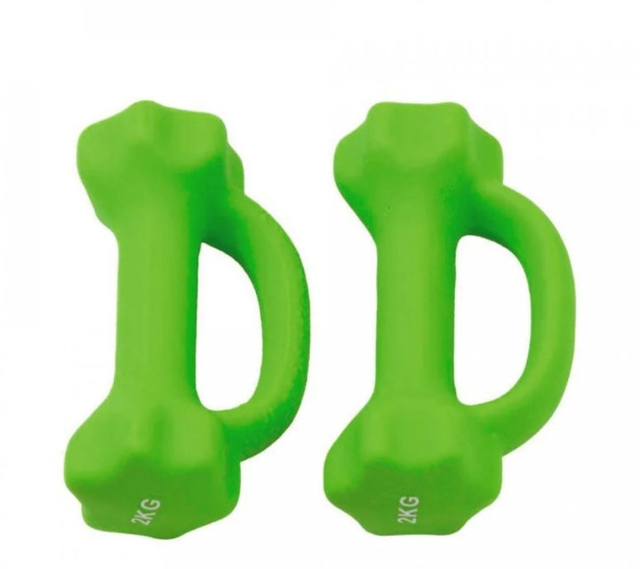 Set 2 greutati fitness, Zola® maner cu priza, 2x2 kg, atizgarieturi, verde