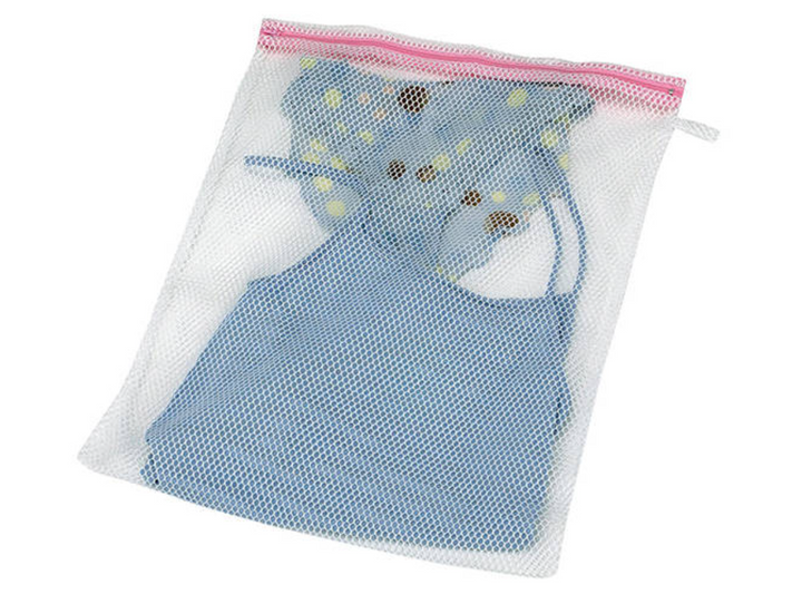 Saculet pentru spalarea lenjeriilor intime, Zola®, din plasa, cu fermoar, alb, 30x40 cm