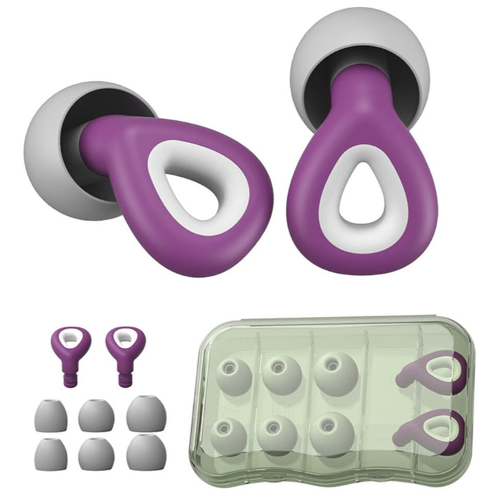 Dopuri de silicon pentru urechi, Zola, universala, 3 marimi diferite, hipoalergenic, rezistente la apa, reutilizabile,carcasa depozitare, violet