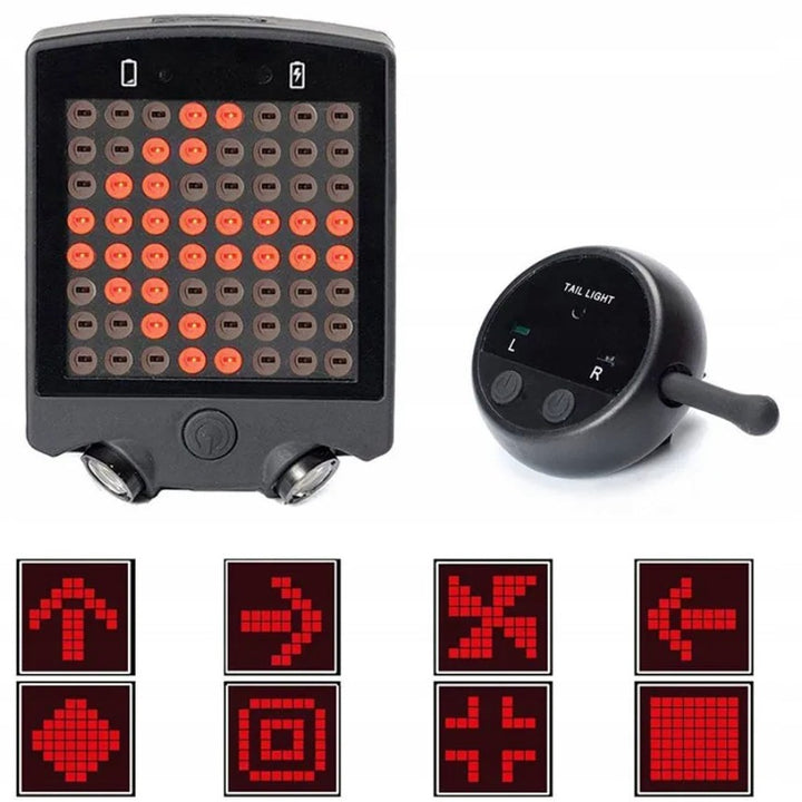 Semnalizare LED cu telecomanda pentru bicicleta, Zola, 8 modele proiectie, 2 moduri de iluminare, diametru tija 25-30 mm, alimentare baterii