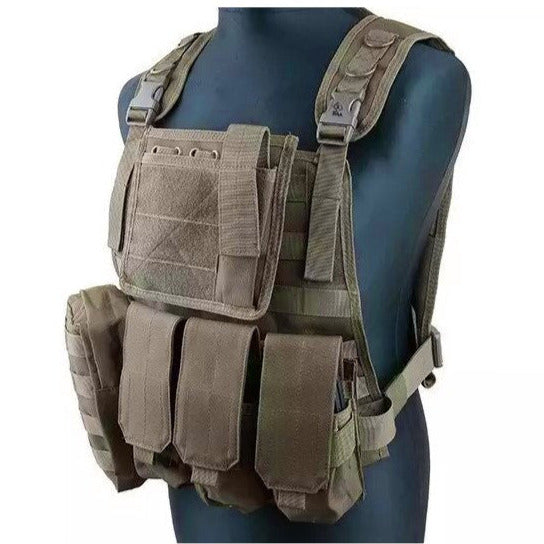 Vesta tactica airsoft, Zola®, reglabila, cu buzunare, verde maro