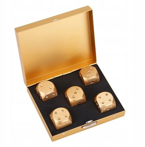 Set 5 zaruri gold extrafinisate, Zola, din aliaj de aluminiu, marime 16 mm, cutie de depozitare metalica