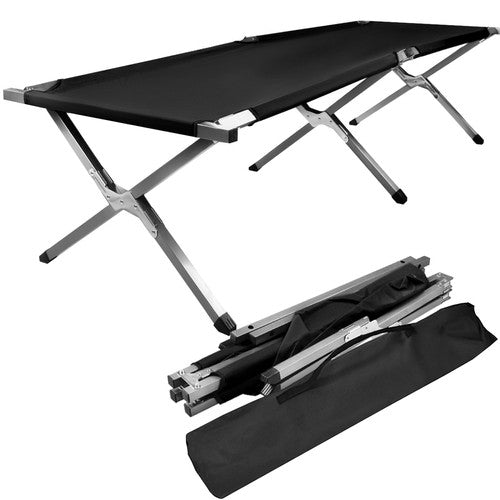 Pat pliabil de camping, Zola, structura metalica, material poliester 600D, greutate maxim suportata 110 kg, 189 x 62.5 x 43 cm