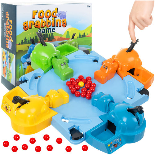 Joc de societate interactiv Hungry Hippos, Zola, pentru 2–4 jucatori, antrenarea reflexelor si coordonarii, 38 x 38 x 8.5 cm, multicolor