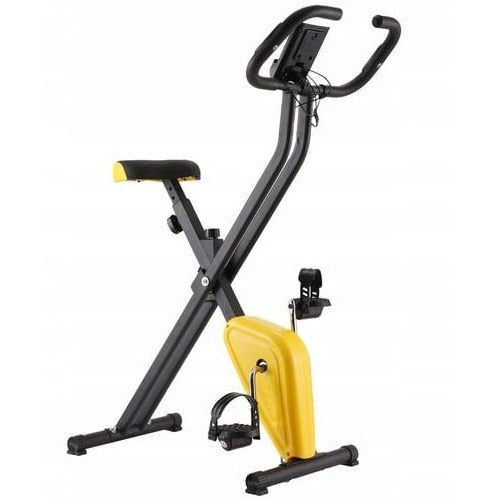 Bicicleta fitness pliabila, Zola, afisaj LCD, sa reglabila pe inaltime 70-80 cm, masurare timp, viteza, distanta, calorii arse, puls, greutate suportata 110 kg, suport telefon, negru/galben