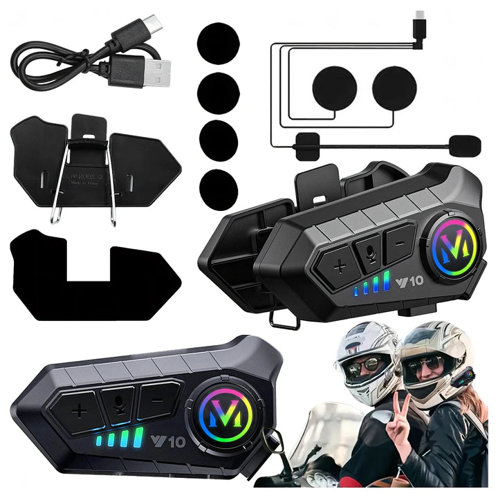 Intercom/Sistem de comunicatie pentru casca motocicleta, Zola, Bluetooth 5.3, reducere a zgomotului, control vocal, raza actiune  20 m, USB-C, IPX6 , 85 × 35 mm, negru