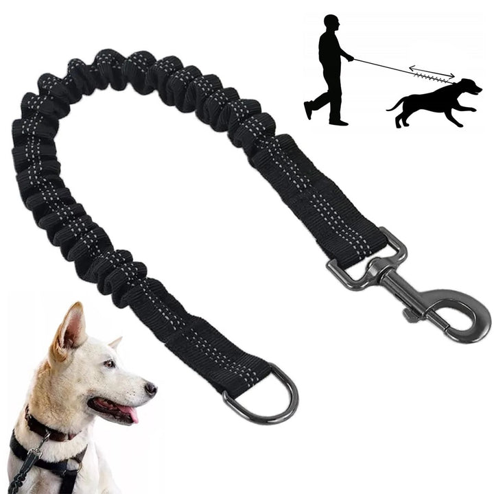 Amortizor pentru lesa de dresaj, Zola, cu carabina si inel din metal, lungime 95 cm, negru