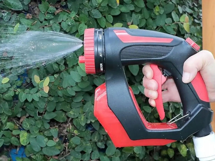 Pistol de spalat auto cu presiune, Zola, rezervor pentru spuma, 8 moduri de functionare, controleaza cantitatea de lichid adaugata, recipient 200 ml, 18x18 cm, negru/rosu