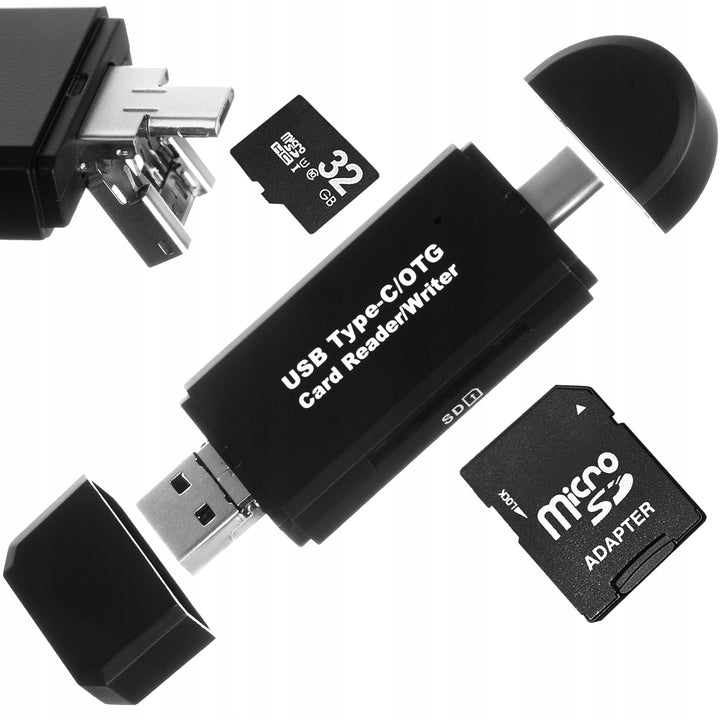 Cititor de carduri, Zola, 5 in 1, USB - USB , USB-C, USB 3.1 tip C, Micro USB, slot pentru card SD si Micro SD