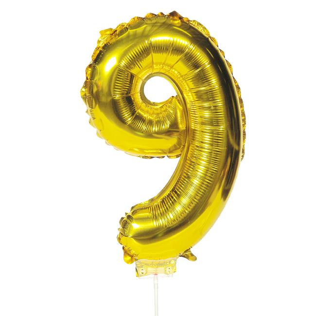 Balon folie cifra 9,Zola®, Auriu, 30 x 12cm
