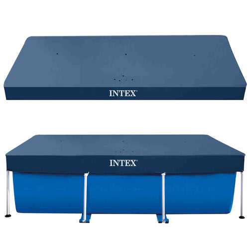Prelata/acoperis pentru piscina, Intex, 300 x 200 cm, izolare termica, snur fixare, albastru inchis