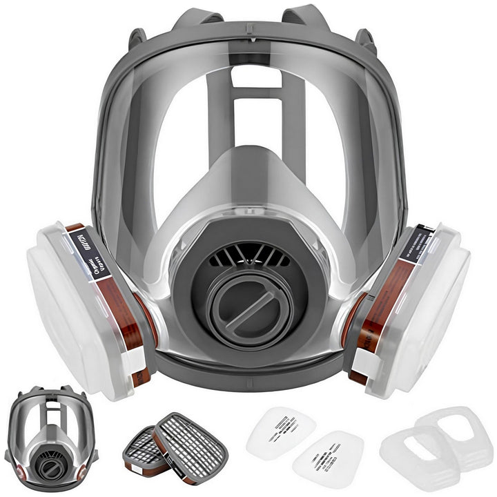 Masca de protectie impotriva particulelor si vaporilor, Zola, 4 filtre interschimbabile de carbon si de praf, reutilizabila, reglabila in 4 puncte, material silicon si plastic, gri