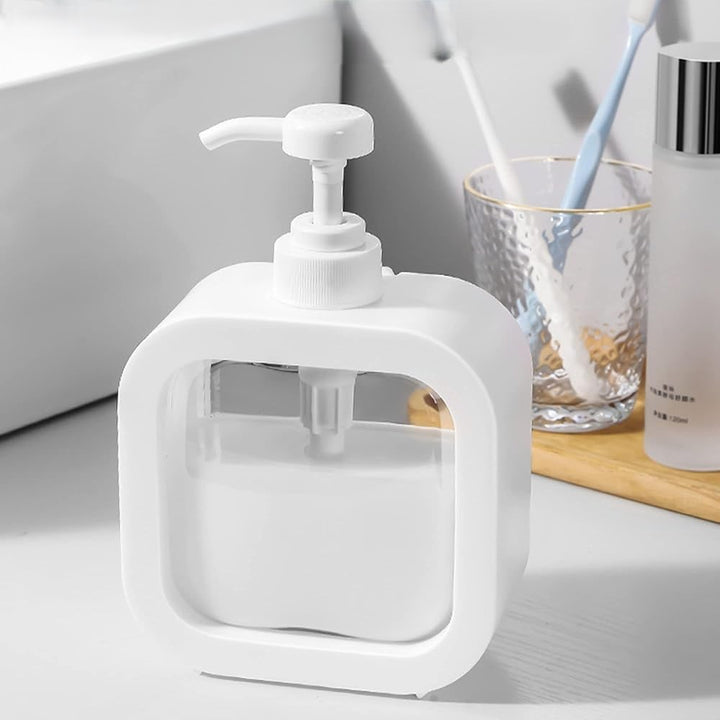 Dispenser sapun lichid, Zola, actionare manuala, recipient 300 ml, din plastic PP, 15 x 11 x 5 cm, alb/transparent