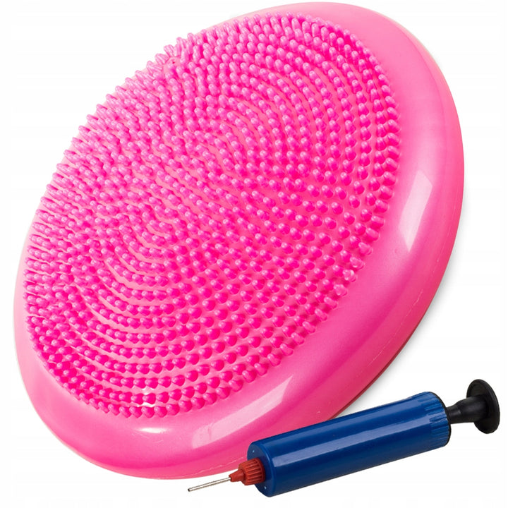 Perna senzoriala gonflabila pentru echilibri si masaj, Zola, diametru 32 cm, 2 suprafete, pompa inclusa, PVC, roz