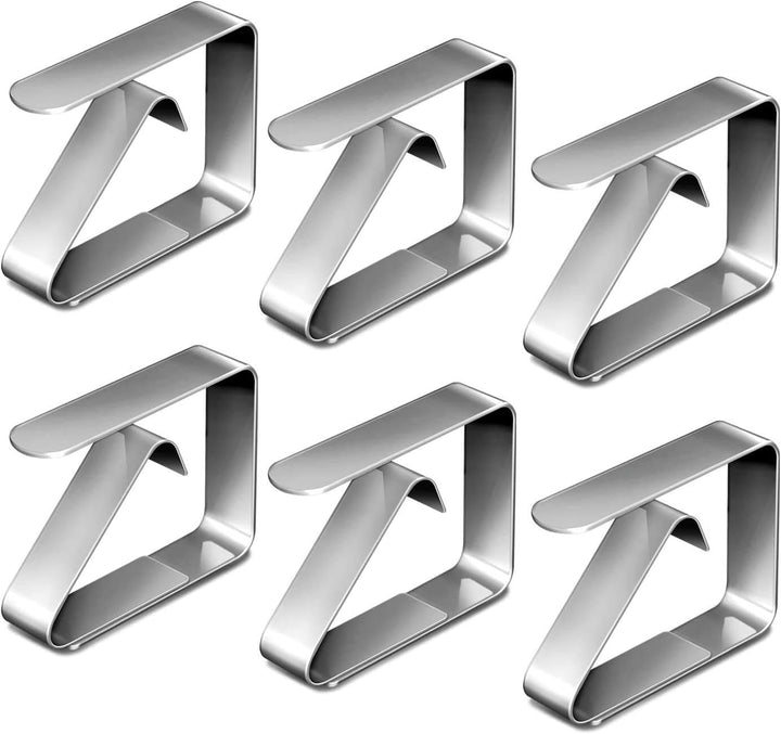 Set 6 cleme penrtru fixare fata de masa, Zola, din otel inoxidabil, 4.8x4.3x0.6 cm, argintiu