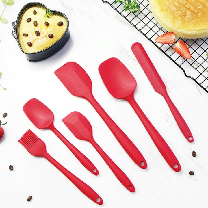Set 6 ustensile de bucatarie, Zola®, diferite modele, silicon, rezistente la temperaturi ridicare, rosii