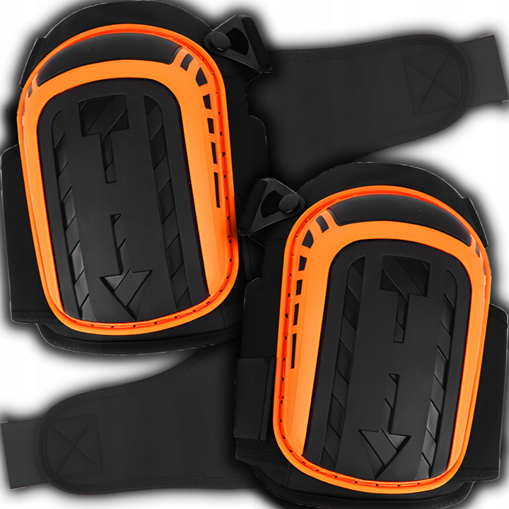 Set 2 genunchiere de protectie pentru lucrari in constructii sau ateliere, Zola, raduce presiunea asupra genunchilor, universale, curele elastice, negru/portocaliu
