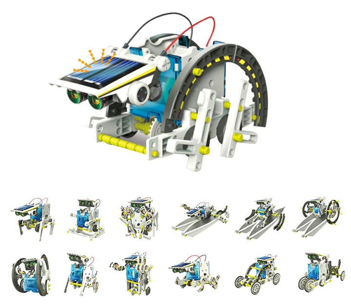 Kit  robot solar pentru un mic constructor 14 in 1, Zola®, 29x17.5x8 cm, motor solar, utilizat in aer liber
