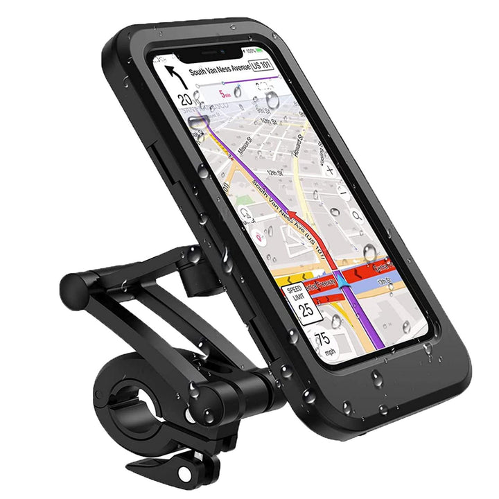 Suport telefon, Zola, pentru ghidonul bicicletei, din plastic, dimensiune telefon intre 4.5-6.7 inchi, 3 moduri de reglare inclinare, rotativ 360 grade, rezistent la apa, 19.3x10x2.5 cm, negru