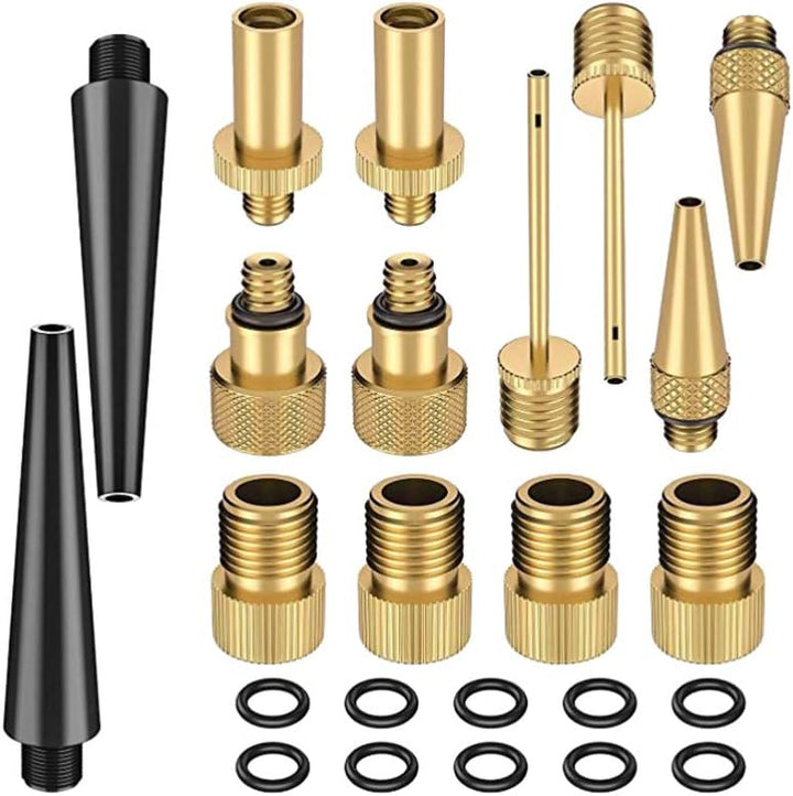 Set 24 de piese pentru vulcanizare pentru bicicleta si jucarii gonflabile, Zola®, metal si plastic, adaptoare supape DV/SV,AV,SV