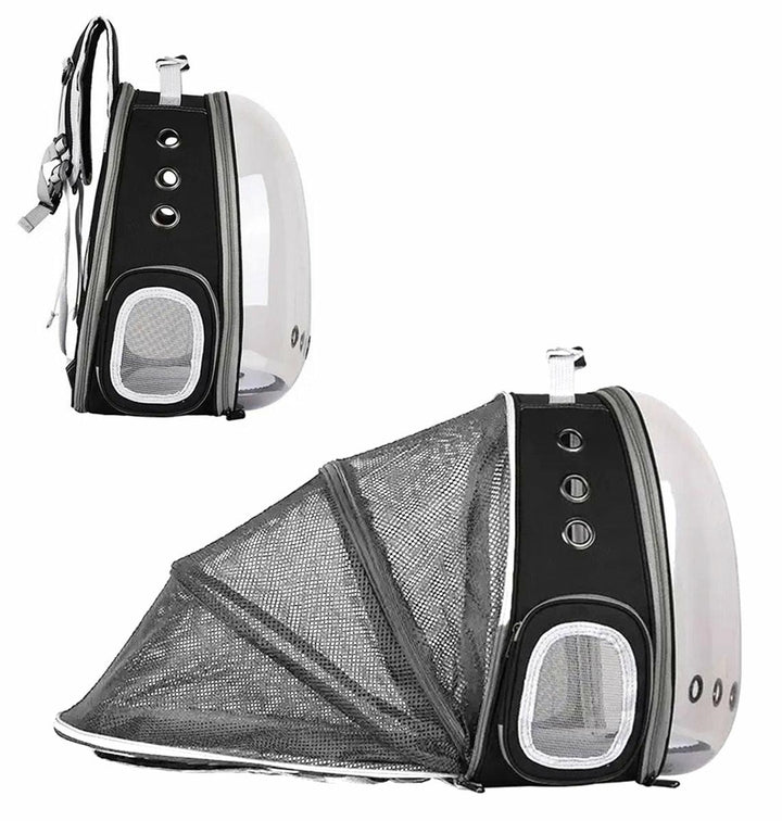 Rucsac pentru transportul animale, Zola®, cu fereastra frontala mare, multe deschideri de ventilatie, ideal pentru animale mici, spate pliabil, greutate maxima suportata 7 kg, 42x32 cm, gri/ negru