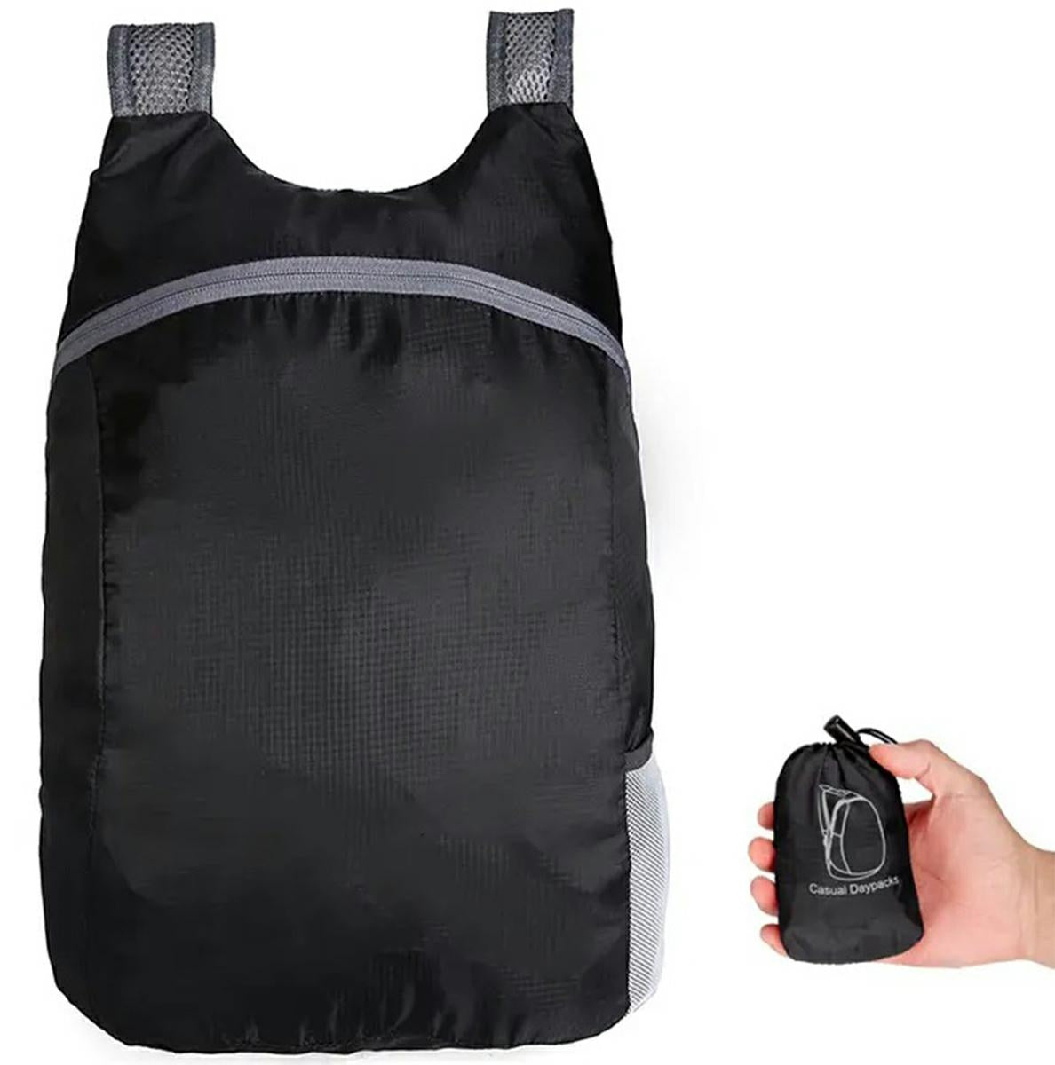Rucsac turistic pliabil, Zola, capacitate 20 L, compartiment principal, buzunar lateral, poliester, 40 x 33 cm, negru