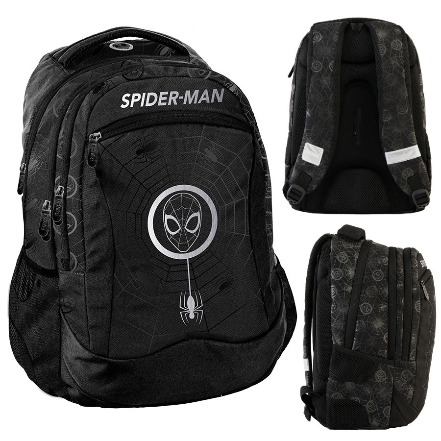 Ghiozdan scolar ergonomic, Zola, Marvel Spider-man, 3 compartimente, impermeabil, 41 x 30 x 18 cm, negru
