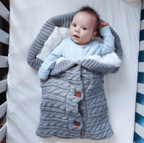 Sac de dormit bebelusi pentru carucior, Zola®, gri pufos, cu nasturi, 70 cm