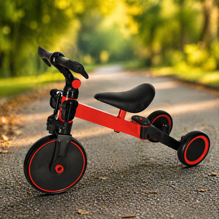 Bicicleta 2 in 1, Zola®, cu 3 roti, cadru din aluminiu, manere din cauciu, rosie