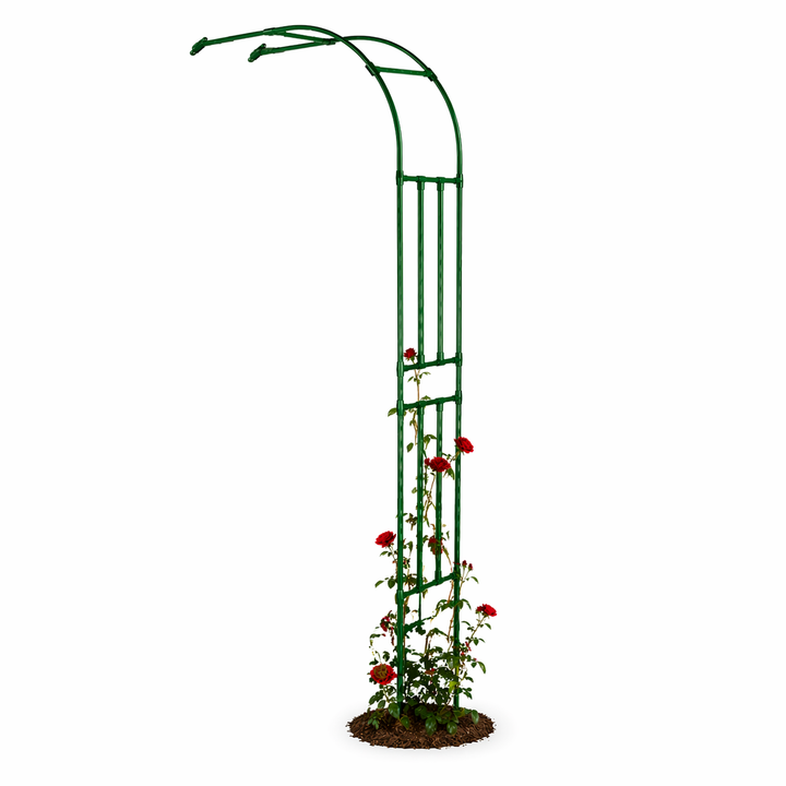 Arcada metalica de gradina/balcon/terasa, Zola, pentru plante cataratoare si flori, otel acoperit PE, 240 x 40 cm, verde