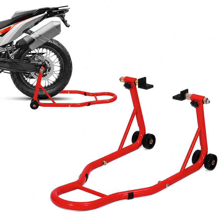 Stander moto universal fata/spate, Zola, suporta 450 kg, reglabil, ridicare la 355 mm, din otel
