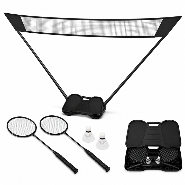 Set badminton, Zola, fileu pliabil 285 x 155 cm, 2 rachete, 2 fluturasi, cutie depozitare cu maner