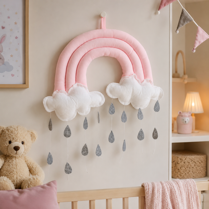 Decoratiune care atarna pentru camera copiilor, Zola®, in forma de curcubeu, roz