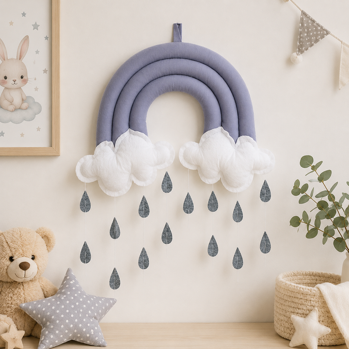 Decoratiune care atarna pentru camera copiilor, Zola®, in forma de curcubeu, gri