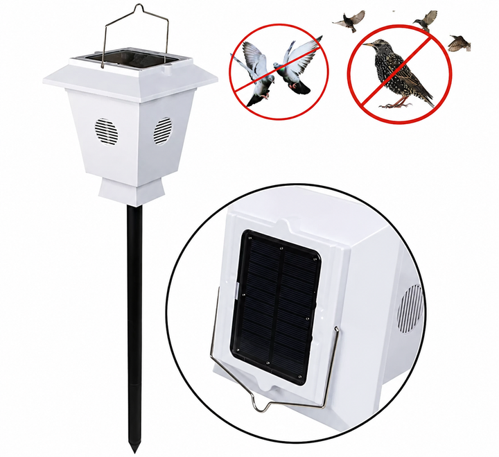Repelent solar cu ultrasunete anti-pasari, Zola, 3 moduri functionare, raza actiune 1600 m², rezistent la apa IP44, cablu USB