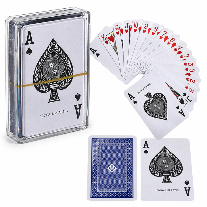 Carti de joc poker, Zola®, 54 carti plastifiate, rezistente la stropire, 8.7 x 5.7 cm, albastru