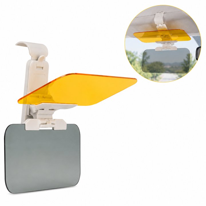 Parasolar auto 2 in 1, Zola, zi si noapte, protectie UV, reduce reflexiile, fixare cu clema, 32 x 13.5 cm