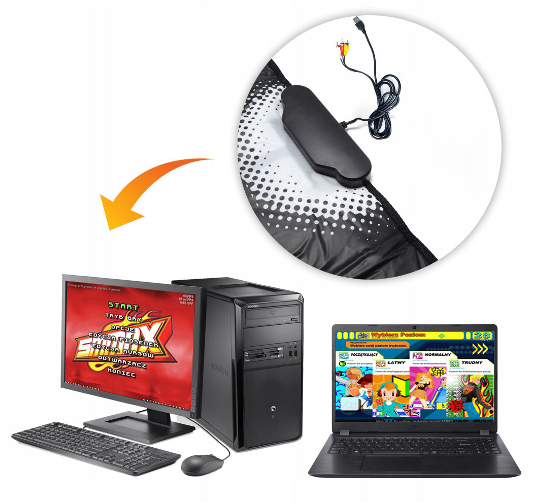 Covor de dans si joc Stepmania, Zola, conectare RCA/USB, compatibil TV/computer, joc CD, 95 x 79 cm, multicolor