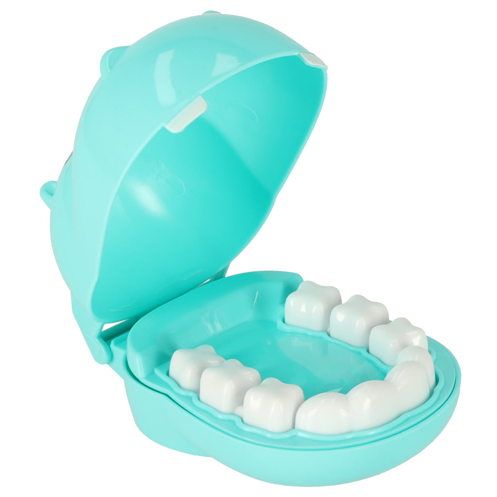 Set de joaca, Zola®, hipopotam la dentist, albastru, din plastic, 12 piese, 9.5 cm x 6.5 cm x 5 cm