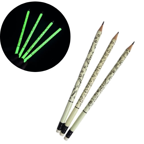 Set de creioane fosforescente, Zola, 3 bucati, radiera inclusa, 25.2 x 7 x 0.7 cm
