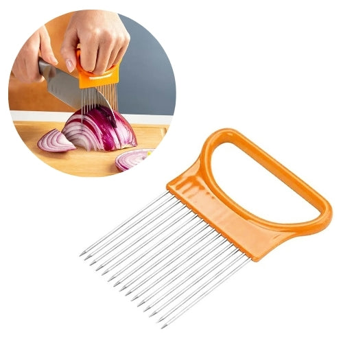Suport pentru feliat ceapa sau cartoful, Zola, protectie de plastic, otel inoxidabil si plastic