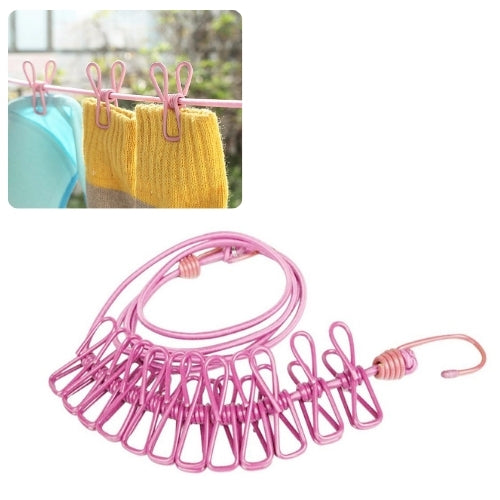 Suport de uscat rufe portabil, Zola®, pana la 300 cm, 12 clesti inclusi, roz