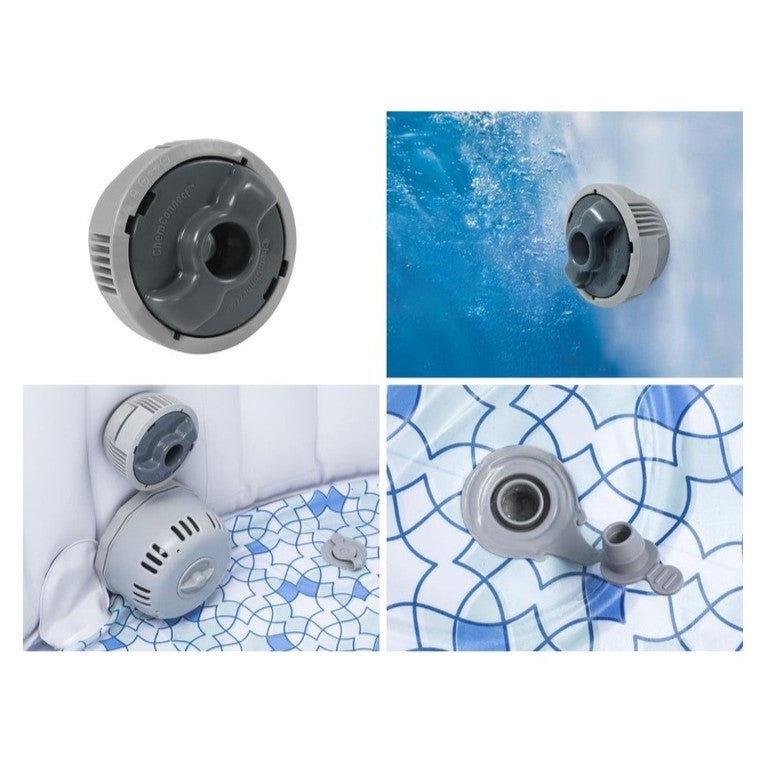 Jacuzzi gonflabil Spa, cu hidromasaj, Bestway 6001C Lay-Z-Spa Miami, sistem de comanda cu display digital, exterior / interior, 4 persoane, albastru inchis, 180 x 66 cm