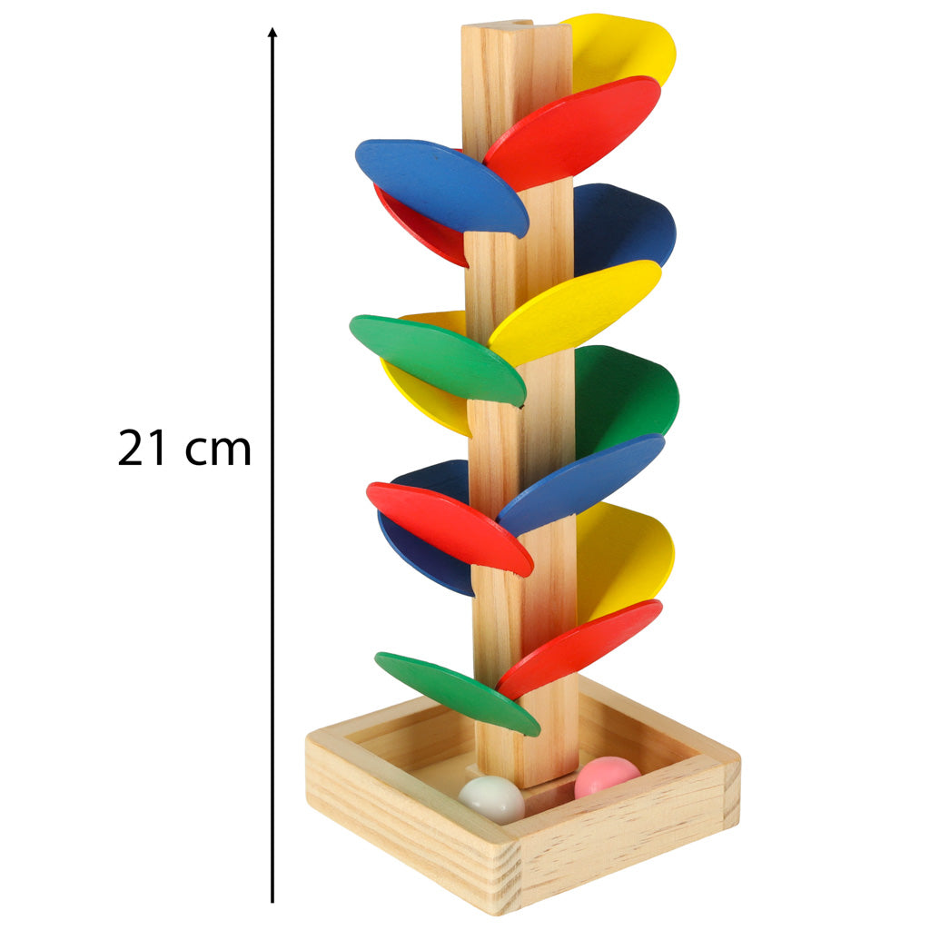 Jucarie educationala pentru copii, Zola®, model arbore, multicolor, din lemn, cu mingiute, 19.5 cm