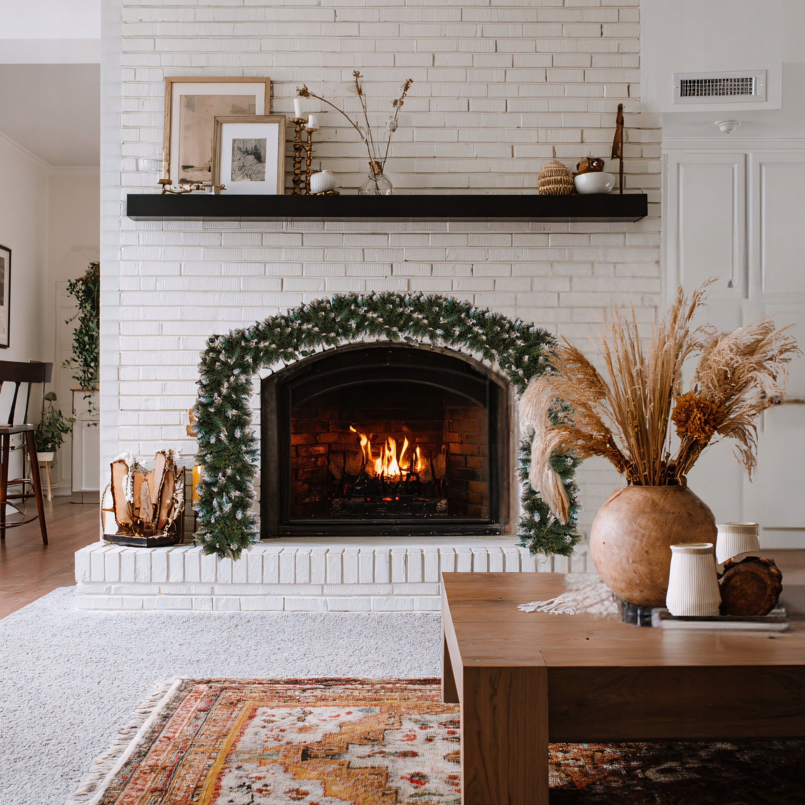 Ghirlanda decorativa de brad, Zola, pentru Craciun, varfuri albe de zapada, 270 x 29 cm