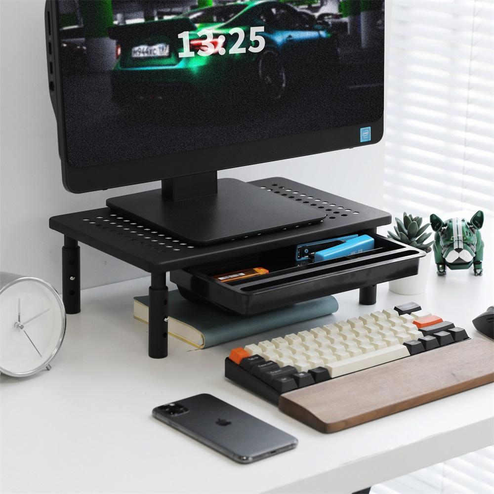 Masuta pentru laptop, Zola, 37 x 23.5 x 10.5 cm, blat perforat, inaltime reglabila, sertar, neagra