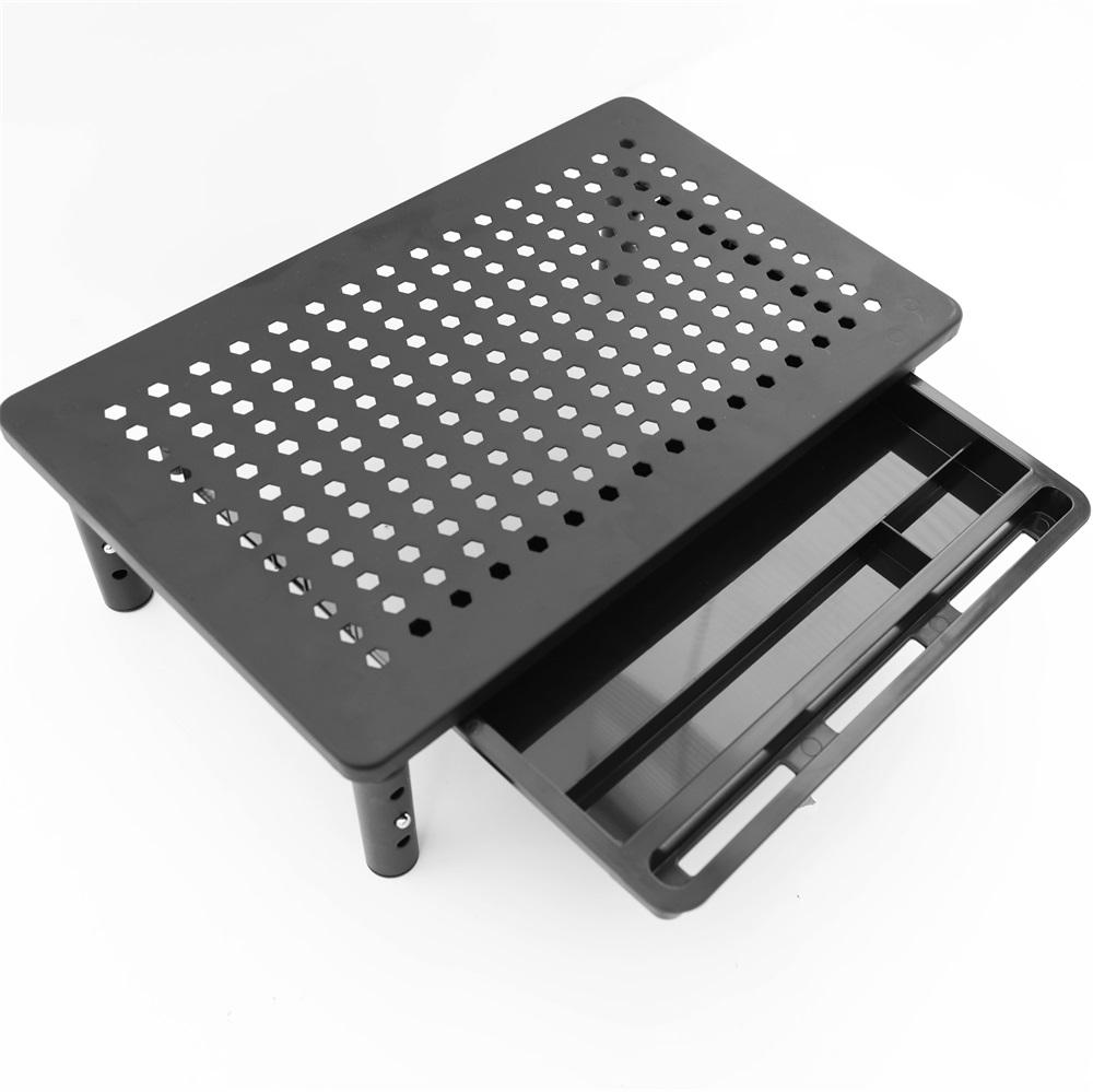 Masuta pentru laptop, Zola, 37 x 23.5 x 10.5 cm, blat perforat, inaltime reglabila, sertar, neagra