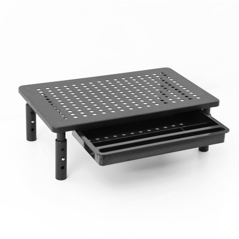 Masuta pentru laptop, Zola, 37 x 23.5 x 10.5 cm, blat perforat, inaltime reglabila, sertar, neagra