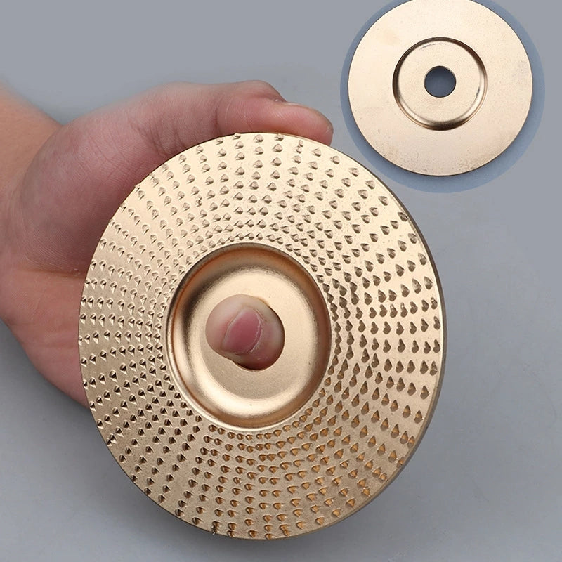 Set 4 discuri pentru prelucrarea lemnului, Zola, model 2 x plate, 1x concav si 1 x conic, diametru disc 100 mm, 15000 rpm, diametrul orificiilor discurilor16 mm, auriu