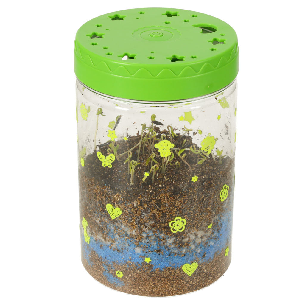 Kit de terariu cu lumini LED pentru copii, Zola, 3 dinozauri, accesorii incluse, 10 x 10 x 16 cm